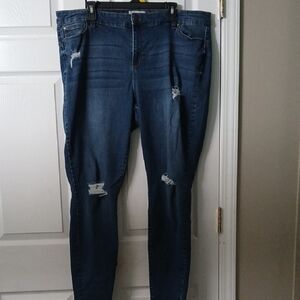 Molly & Isadora Mid Rise Skinny Women's Distressed Blue Jeans Sz 20 NWOT